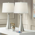 360 Lighting Karl Brushed Nickel USB Lamps Set of 2 with Full Range Dimmers