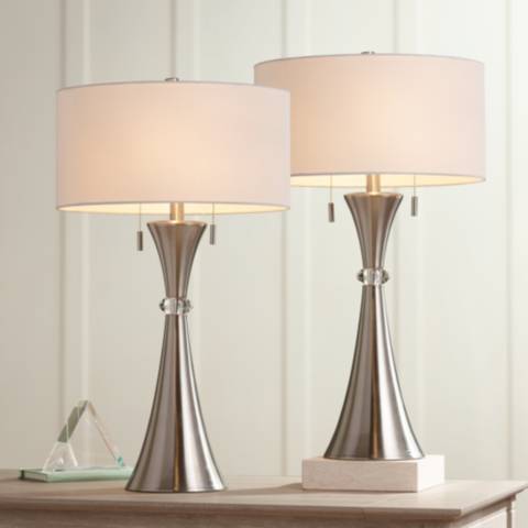 360 Lighting Rachel Concave Column Lamps Set of 2 with Table Top Dimmers